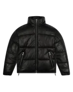 Denim Tears Leather Embossed Wreath Puffer Jacket
